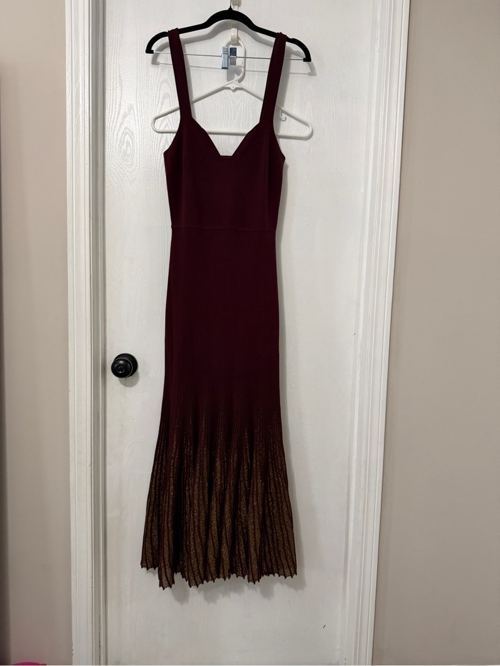 Ulla Johnson Burgundy and gold Ombre Knit Maxi Dress.